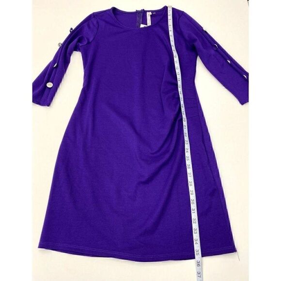 NY Collection Sheath Dress Petite Medium Purple PM Knit NEW - Picture 6 of 11